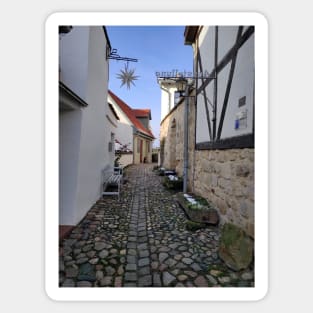 Old alley in Quedlinburg Sticker